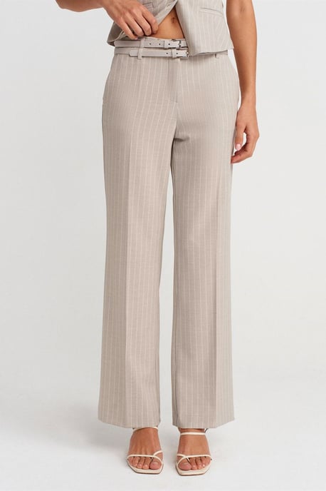 Striped Straight-leg Belted Trousers - Image 4