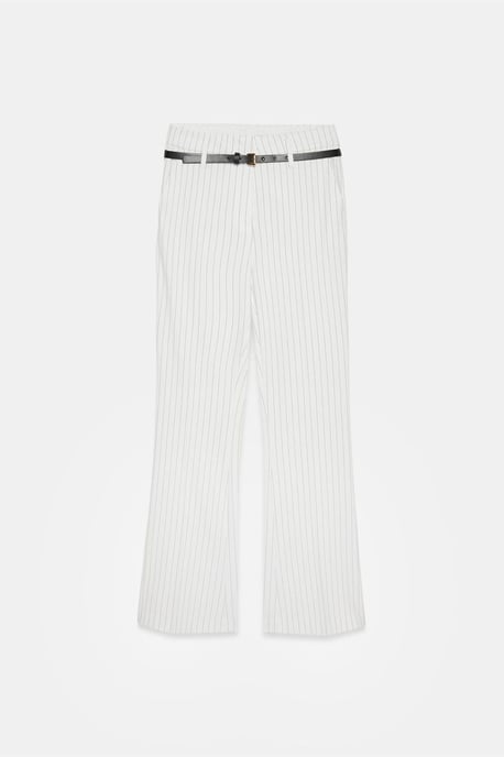 High-waist Striped Flare Trousers With Belt - Image 5