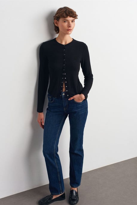 Högmidjade raka jeansbyxor - Image 3