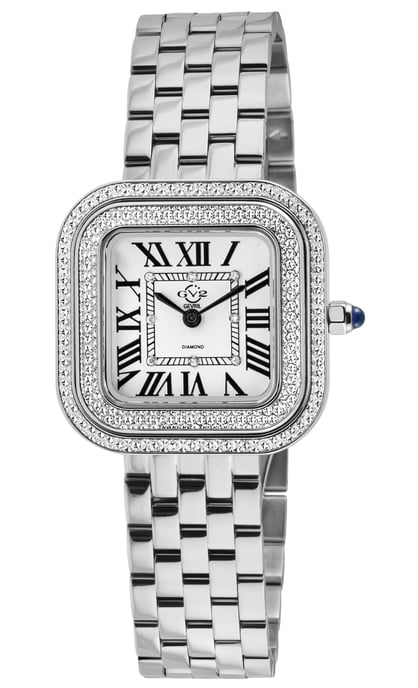 GV2 Bellagio Women's Swiss Made Diamond Watch, Silver-White Dial, 316L Stainless Steel Bracelet - Image 1