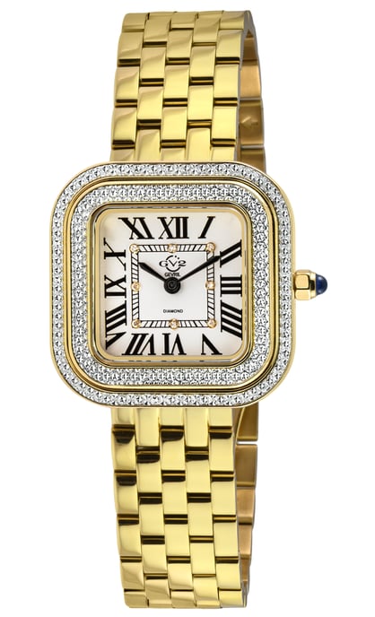 GV2 Bellagio Women's Swiss Made Diamond Watch, Silver-White Dial, IPYG Bracelet - Image 1