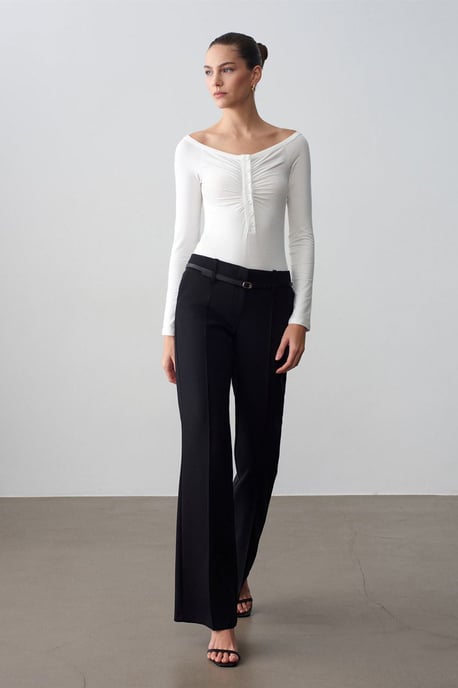 Belted Straight-Leg Crepe Trousers - Image 4