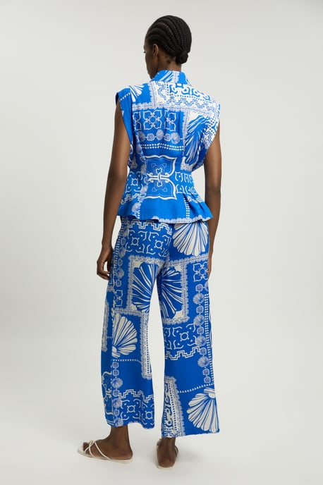 Premium Viscose Linen Printed Woven Straight Leg Trouser - Image 3