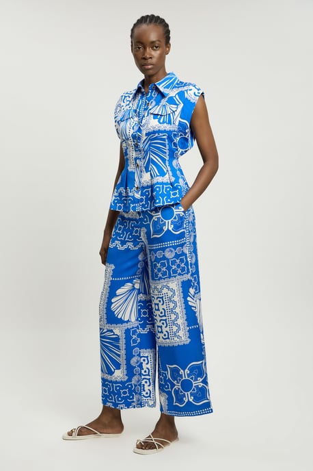 Premium Viscose Linen Printed Woven Straight Leg Trouser - Image 4