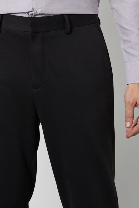 Black Textured Slim Fit Trouser - Image 4