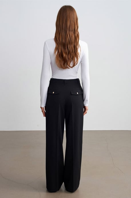 Women's High-Waist Wide-Leg Crepe Trousers - Image 2