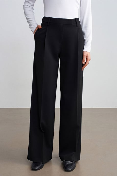 Women's High-Waist Wide-Leg Crepe Trousers - Image 3