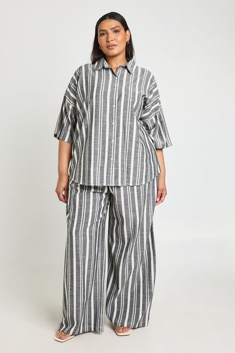 Plus Stripe Wide Leg Trouser - Image 1