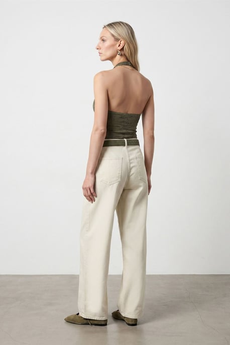 Mid-Waist Wide-Leg Pleated Trousers - Image 2