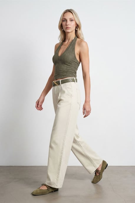 Mid-Waist Wide-Leg Pleated Trousers - Image 4