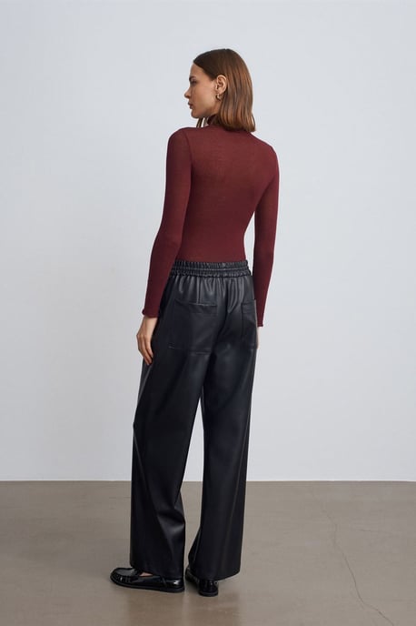 Women’s Wide-Leg Faux Leather Trousers - Image 2