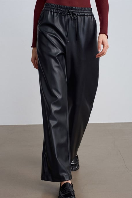 Women’s Wide-Leg Faux Leather Trousers - Image 3