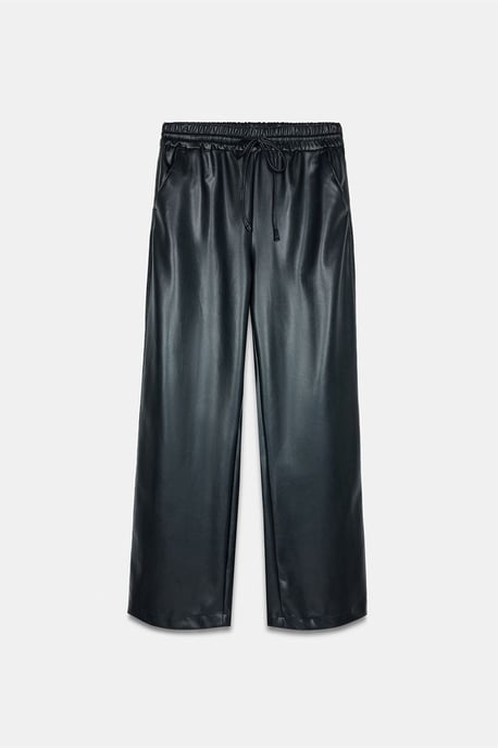 Women’s Wide-Leg Faux Leather Trousers - Image 4