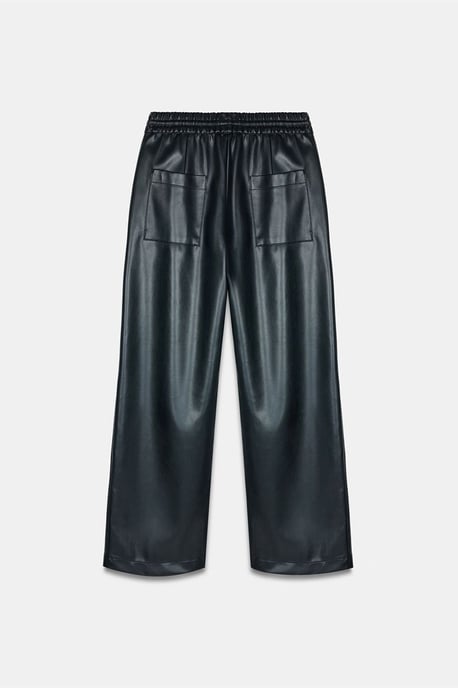 Women’s Wide-Leg Faux Leather Trousers - Image 5