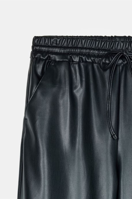 Women’s Wide-Leg Faux Leather Trousers - Image 6