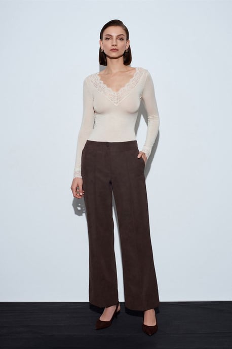 Women's High-Waist Wide-Leg Faux Leather Trousers - Image 1