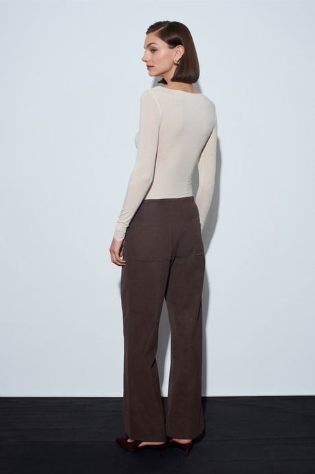Women's High-Waist Wide-Leg Faux Leather Trousers - Image 2
