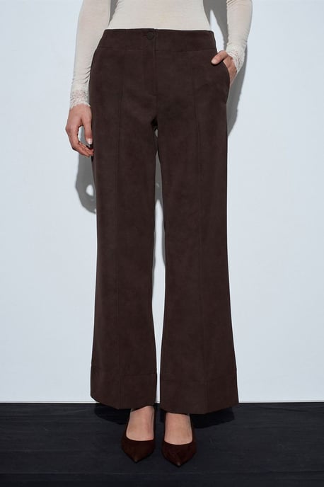 Women's High-Waist Wide-Leg Faux Leather Trousers - Image 3