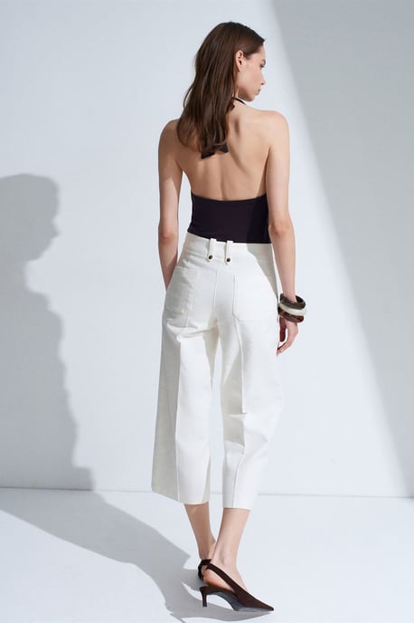High-Waisted Katoenen Poplin Capri Culottes - Image 2