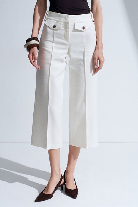 High-Waisted Katoenen Poplin Capri Culottes - Image 3