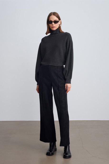Women's High-Waist Wide-Leg Faux Leather Trousers - Image 1