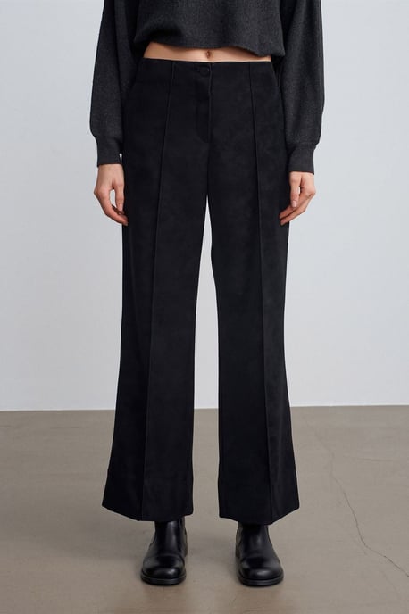 Women's High-Waist Wide-Leg Faux Leather Trousers - Image 3