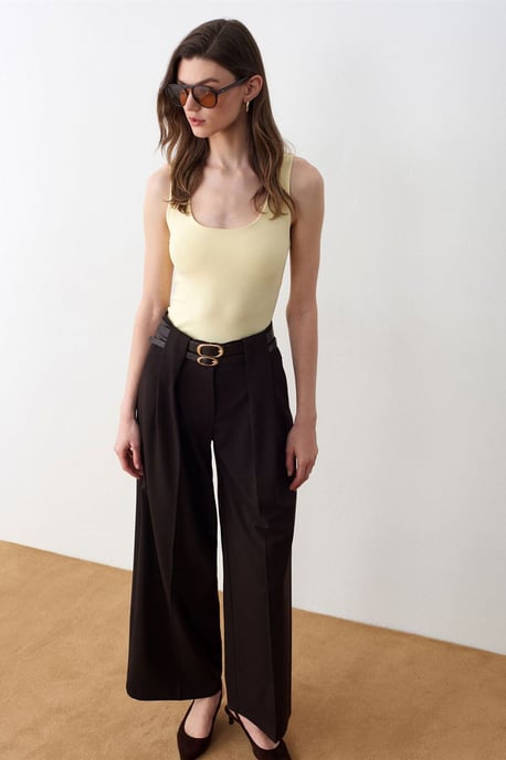 Hoge Taille Wijde Pantalon met Plissé - Image 1