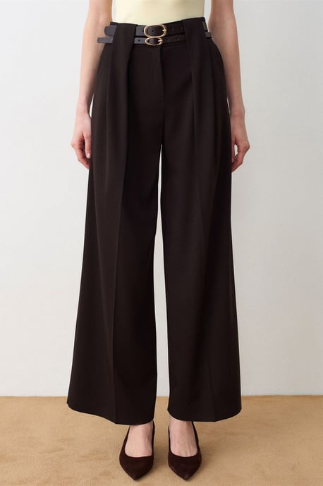 Hoge Taille Wijde Pantalon met Plissé - Image 3