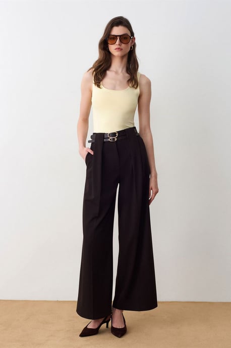 Hoge Taille Wijde Pantalon met Plissé - Image 4