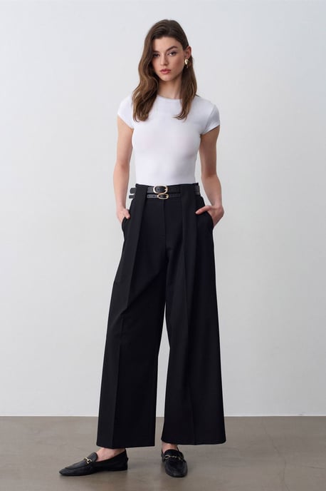 Hoge Taille Wijde Pantalon met Plissé - Image 4