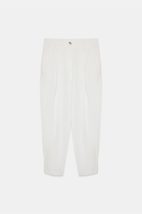 Dames Hoge Taille Wijde Pijpen Poplin Broek - Image 5