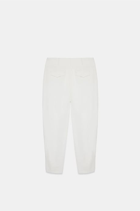 Dames Hoge Taille Wijde Pijpen Poplin Broek - Image 6