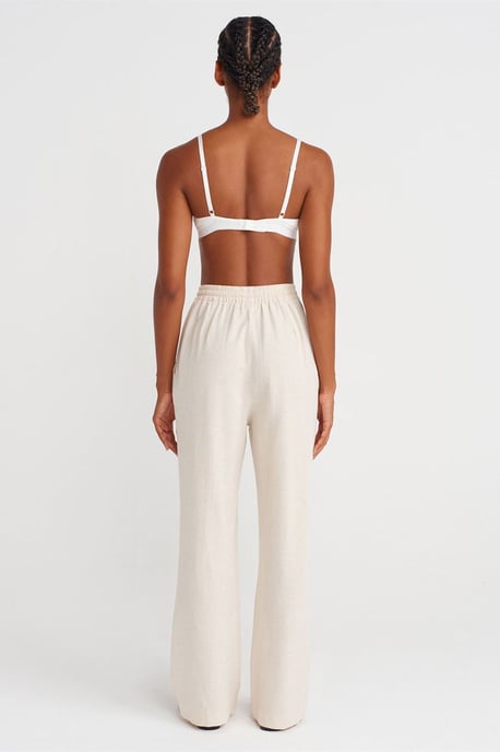 Nieuwe broek met wijde pijpen en koord in de taille - Image 2