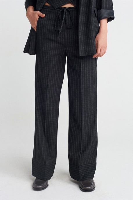 Wide-Leg Striped Trousers - Image 2