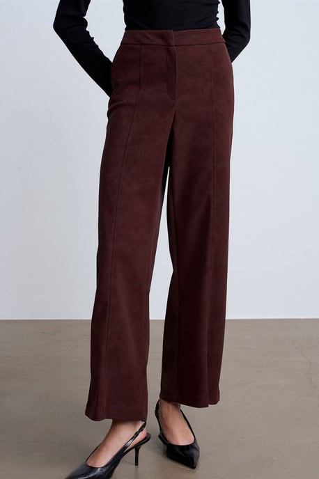 Hoge Taille Wijde Pijpen Nepleer Broek - Image 2