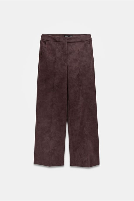 Hoge Taille Wijde Pijpen Nepleer Broek - Image 5