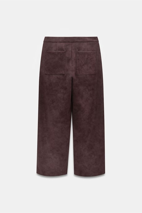Hoge Taille Wijde Pijpen Nepleer Broek - Image 6