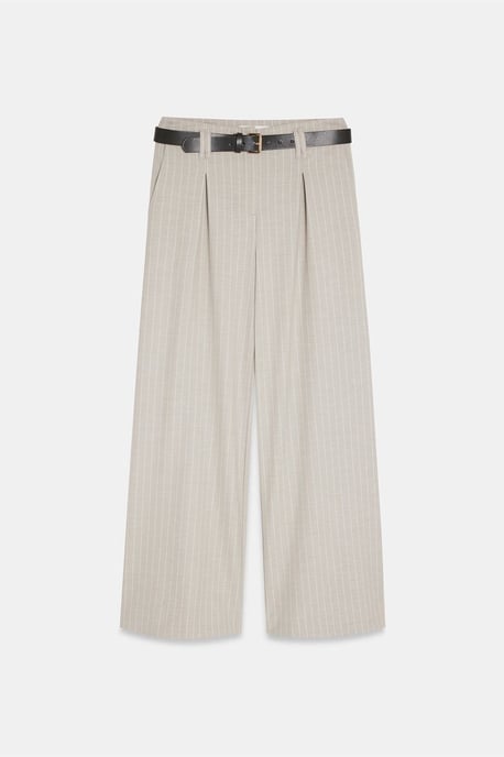 Striped Wide-Leg Pleated Trousers - Image 5