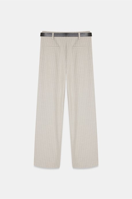 Striped Wide-Leg Pleated Trousers - Image 6