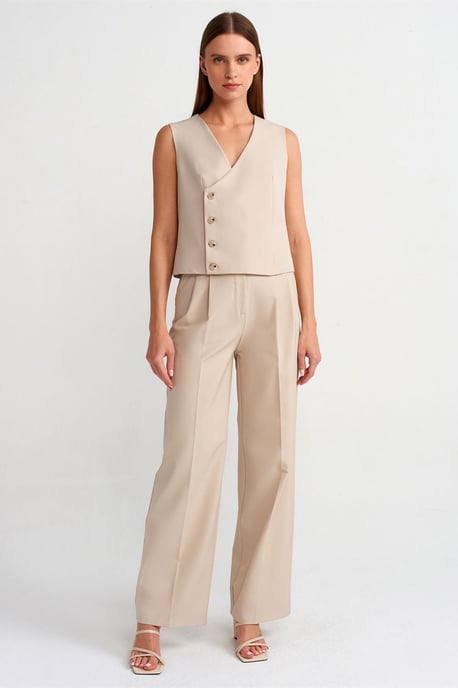 High-Waist Wide-Leg Crepe Trousers With Belt - Image 1