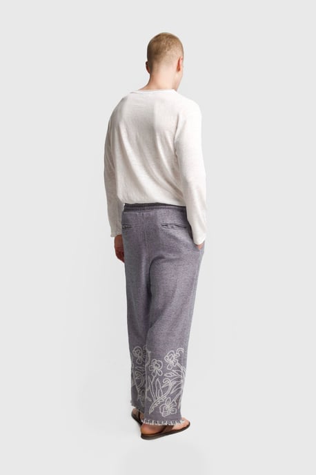 Heren Katoenen Geborduurde Brei Wijde Pantalons - Image 3
