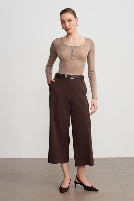 Hoog-Waisted Ceintuur Crepe Culottes - Image 1