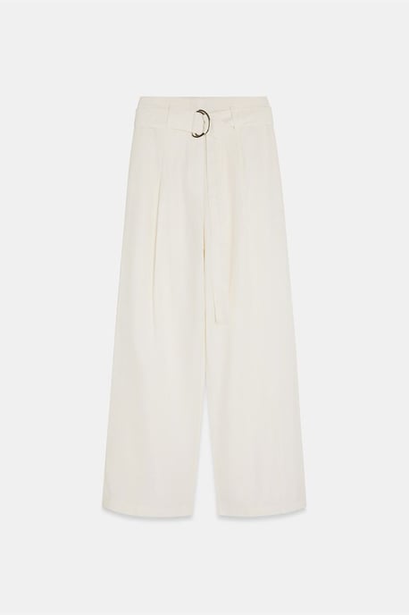 Gestrikte Wijde-Leg Linnenmix Broek - Image 6