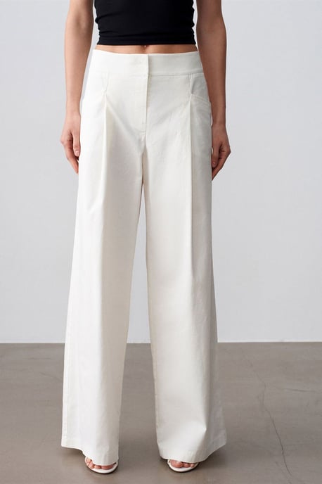 Dames Hoge Taille Wijde Pijpen Geplooide Broek - Image 3