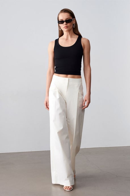 Dames Hoge Taille Wijde Pijpen Geplooide Broek - Image 4