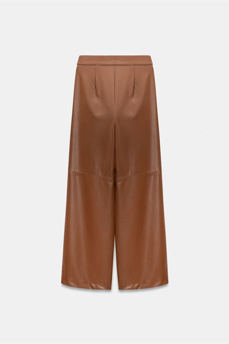 Hoge Taille Brede Pijpen Neplederen Broek - Image 2