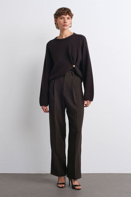 High-waist Wide-leg Crepe Trousers - Image 3