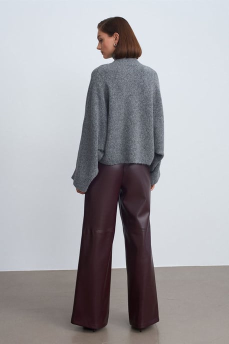 High-Waist Wide-Leg Faux Leather Trousers - Image 2