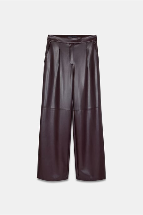 High-Waist Wide-Leg Faux Leather Trousers - Image 5
