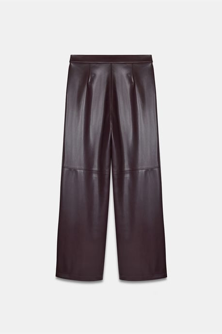 High-Waist Wide-Leg Faux Leather Trousers - Image 6